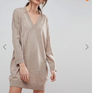 ASOS Knitted Mini Dress with V Neck - M